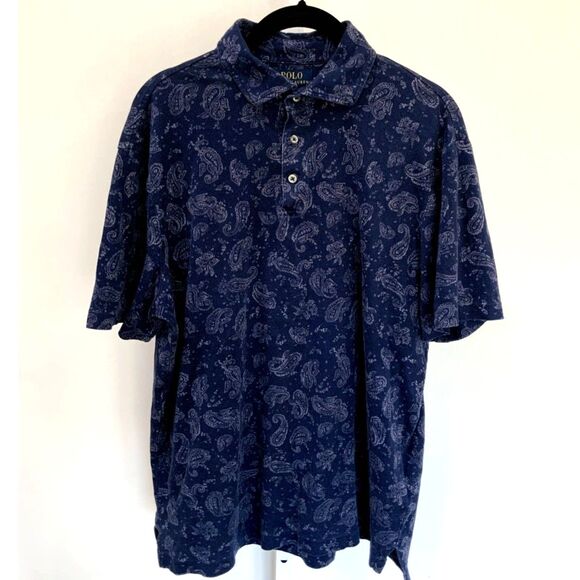 Men's Paisley Navy/Grey Polo By Polo Ralph Lauren Size M - Picture 1 of 7